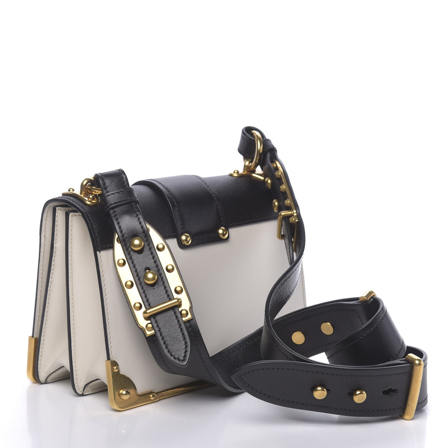 City Calfskin Saffiano Cahier Bag White Black
