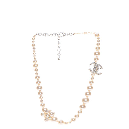 Chanel Pearl Cluster CC Necklace Silver 3 of 6