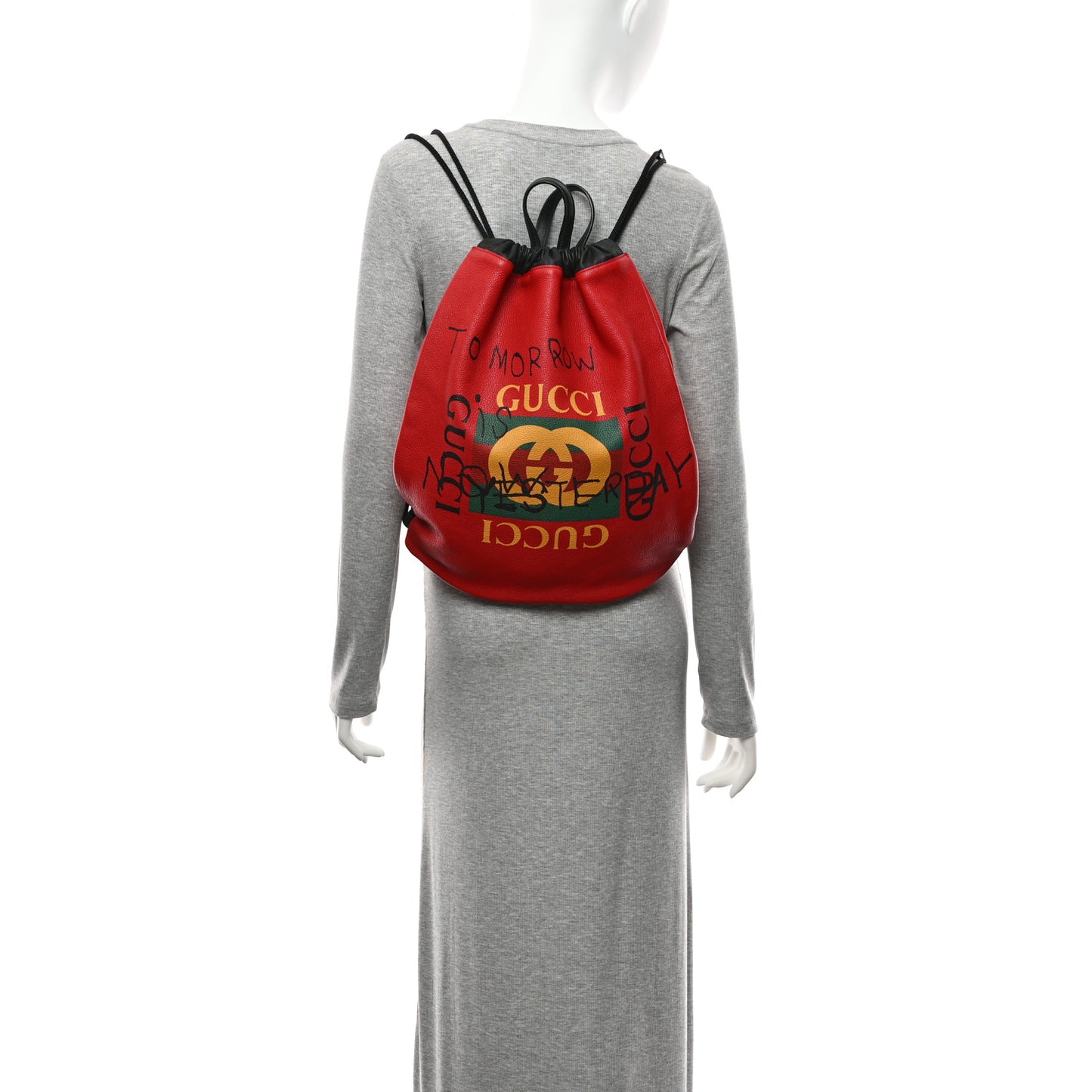 Calfskin Coco Capitan Logo Drawstring Backpack Hibiscus Red