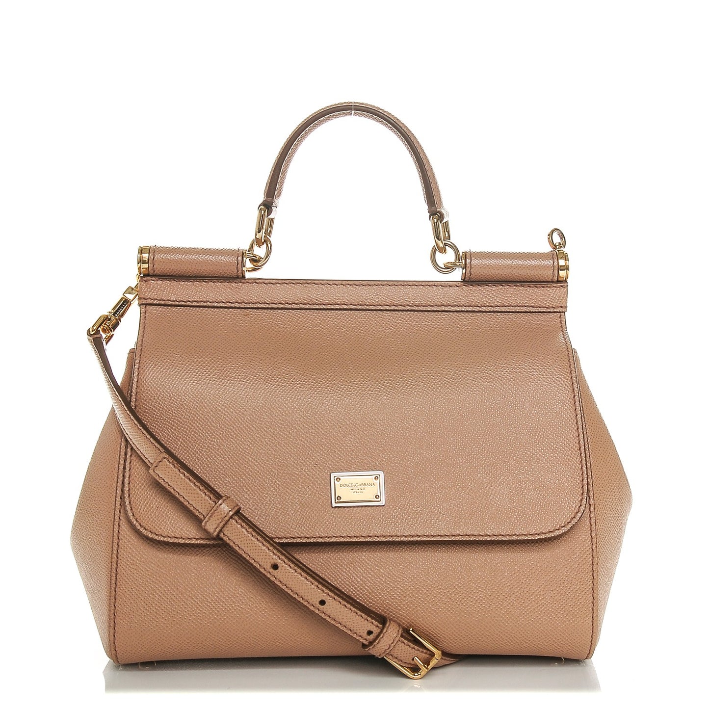 Dauphine Calfskin Medium Miss Sicily Satchel Tortora Sand