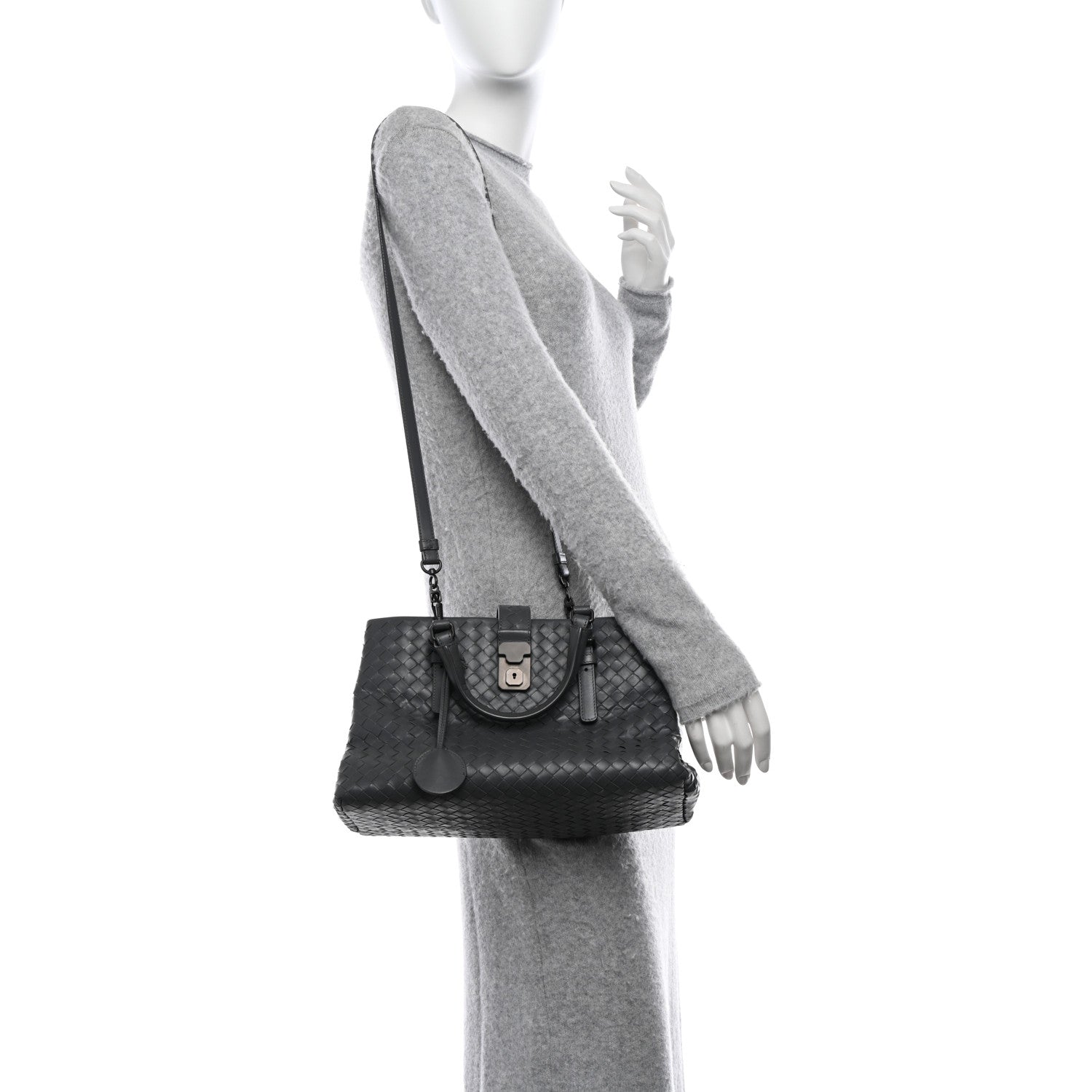 Bottega Veneta BOTTEGA VENETA Light Calf Intrecciato Small Roma Light Grey 2 of 9