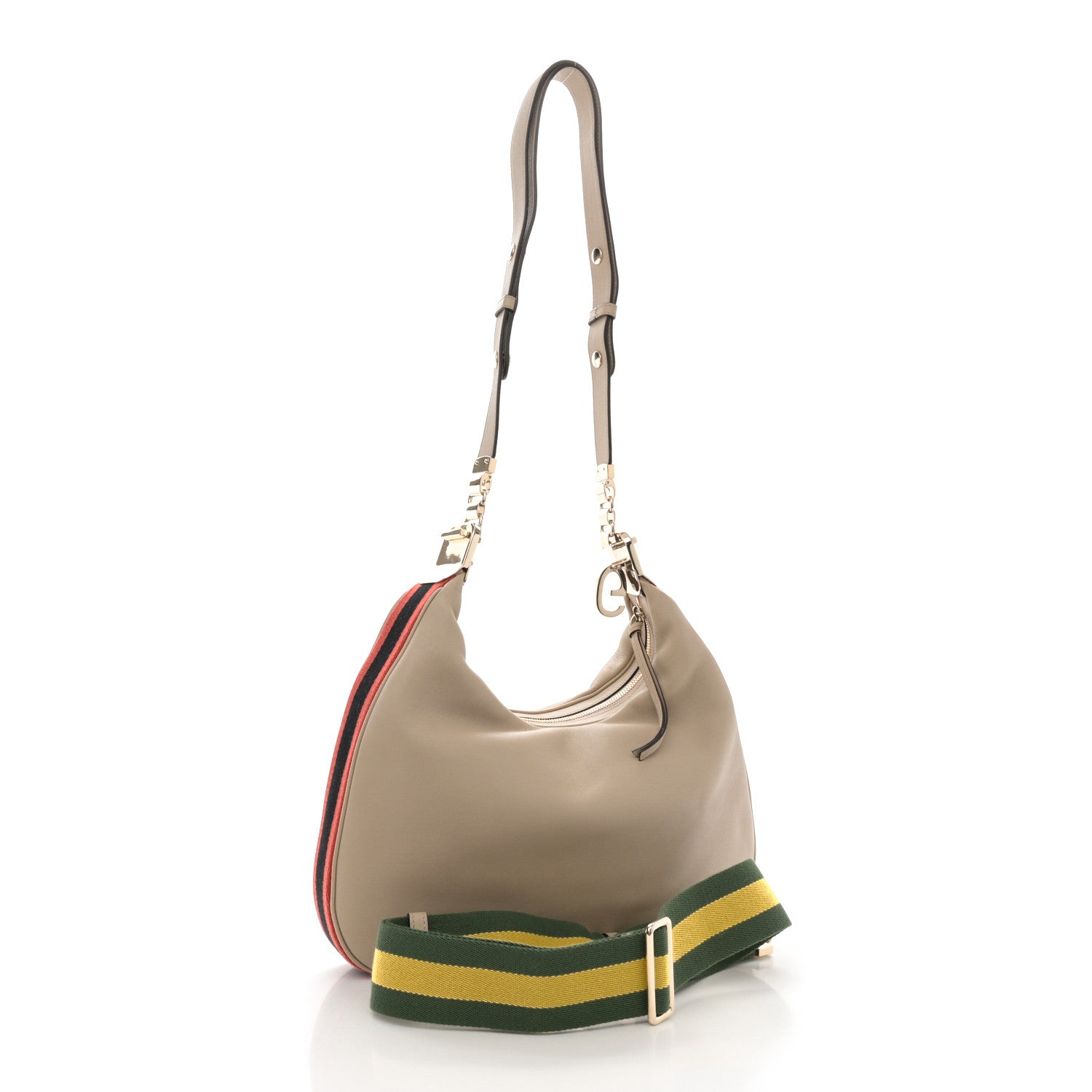 Gucci Aria Calfskin Web Large Attache Shoulder Bag Beige 3 of 11