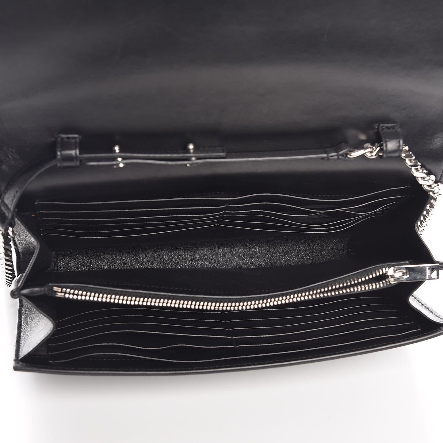 Calfskin Crocodile Embossed Monogram Chain Wallet Black