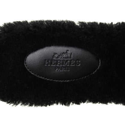 Hermes Woolskin Oran Sandals 39 Black 7 of 9