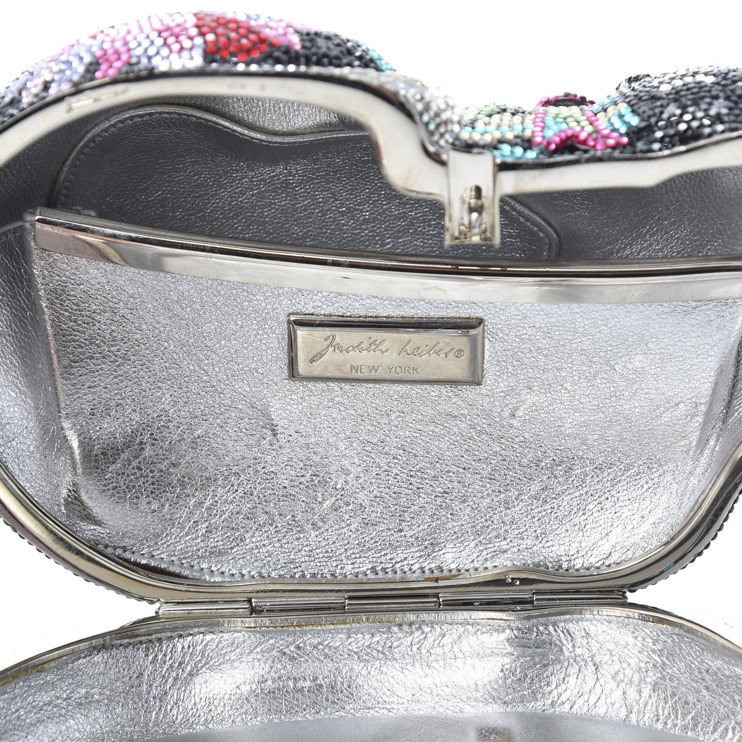 Swarovski Crystal Sleeping Cat Minaudiere Clutch Black Multicolor