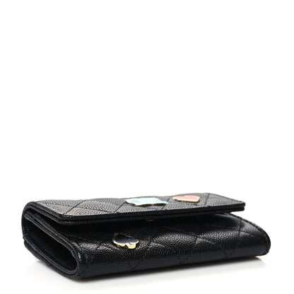 Chanel Caviar Quilted Enamel Coco Casino Flap Card Holder Wallet Black 4 of 12