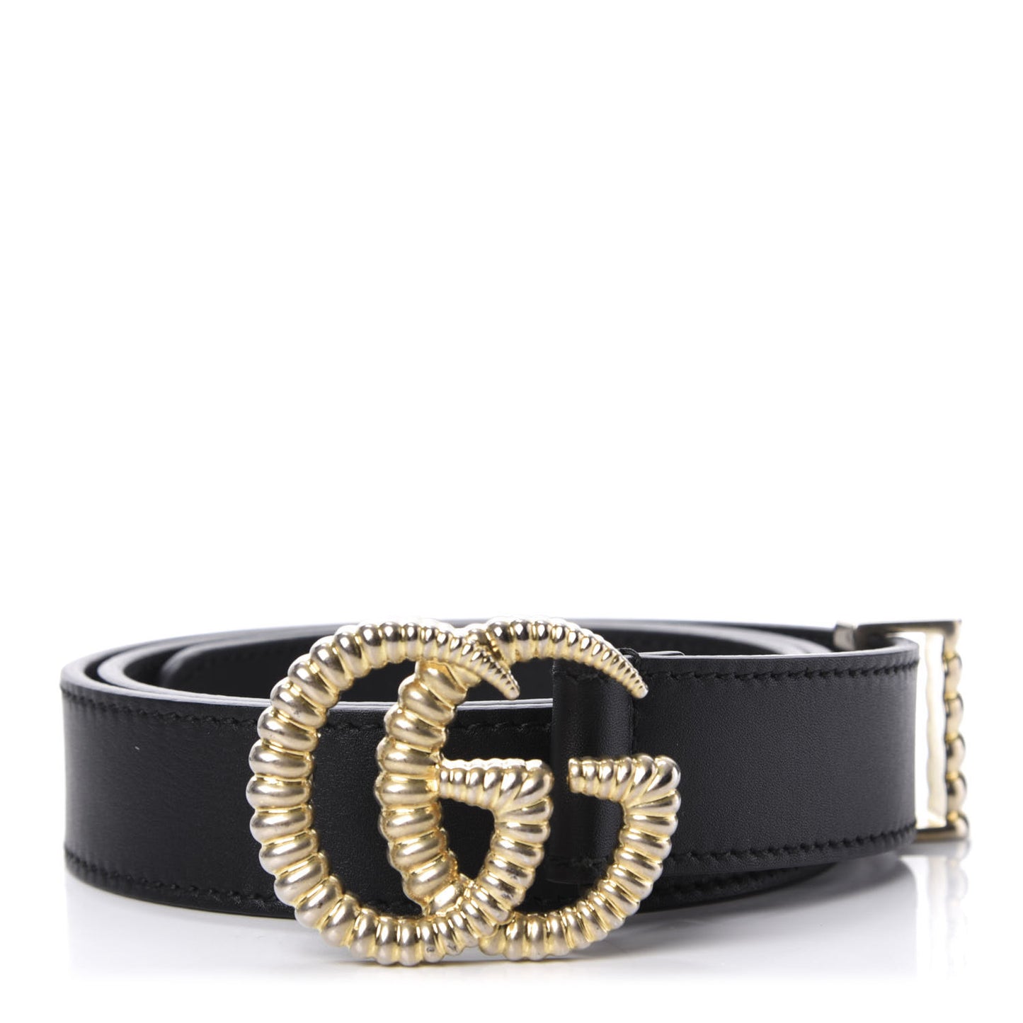 Moon Calfskin Torchon Double G 25mm Belt 75 30 Black