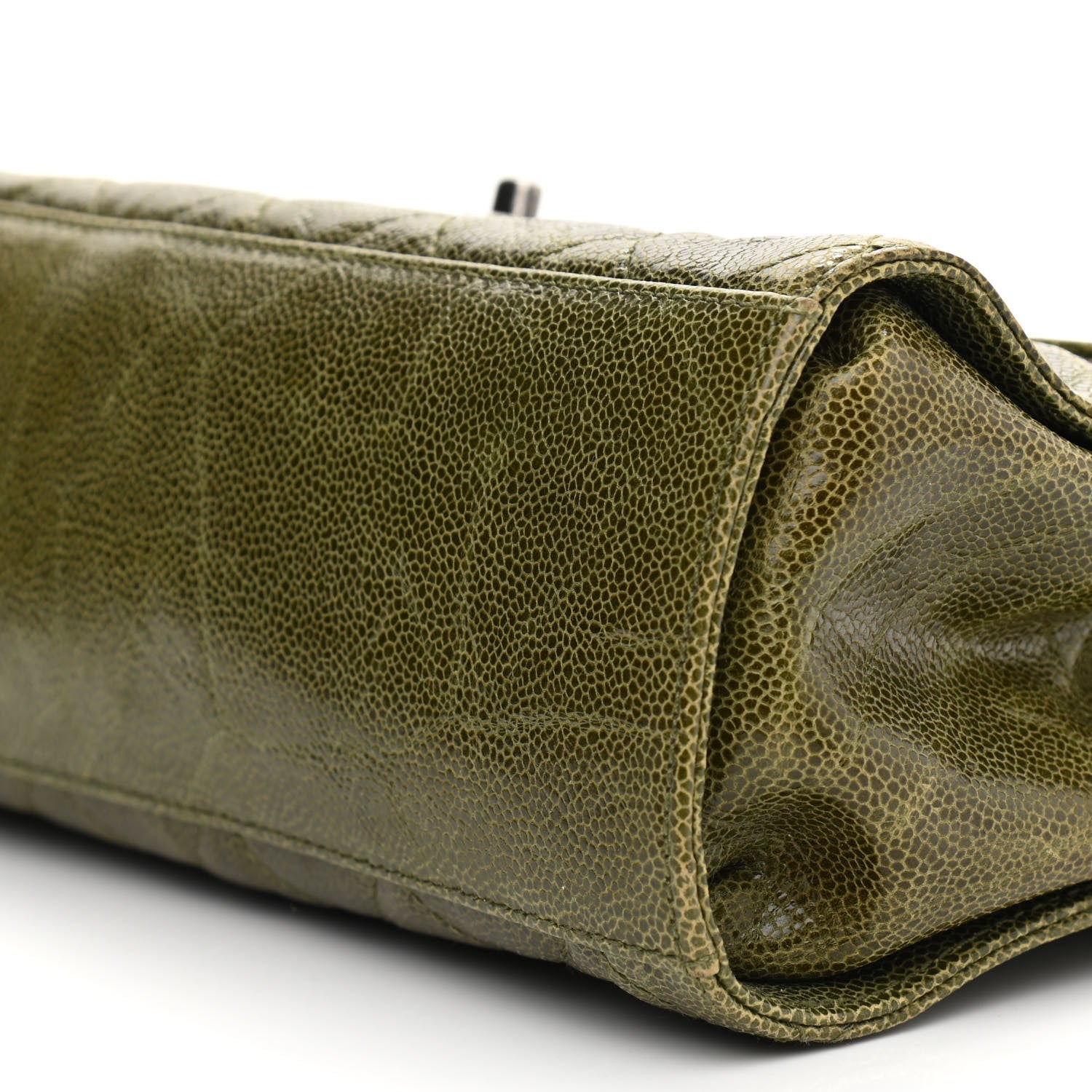 Chanel Crumpled Grained Calfskin Jumbo CC Crave Flap Green 11 of 13