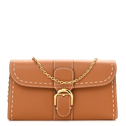 Delvaux Rodeo Calfskin Surpique Brillant Wallet on Chain Vegetal 1 of 9