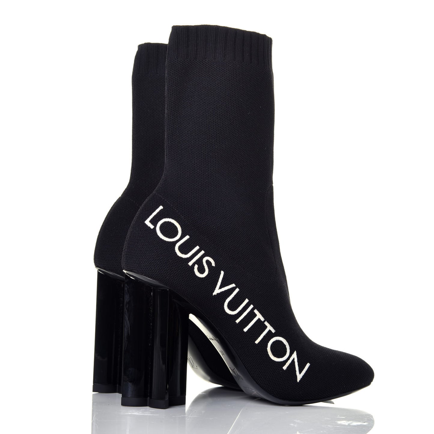 Stretch Fabric Silhouette Ankle Boots 37 Black