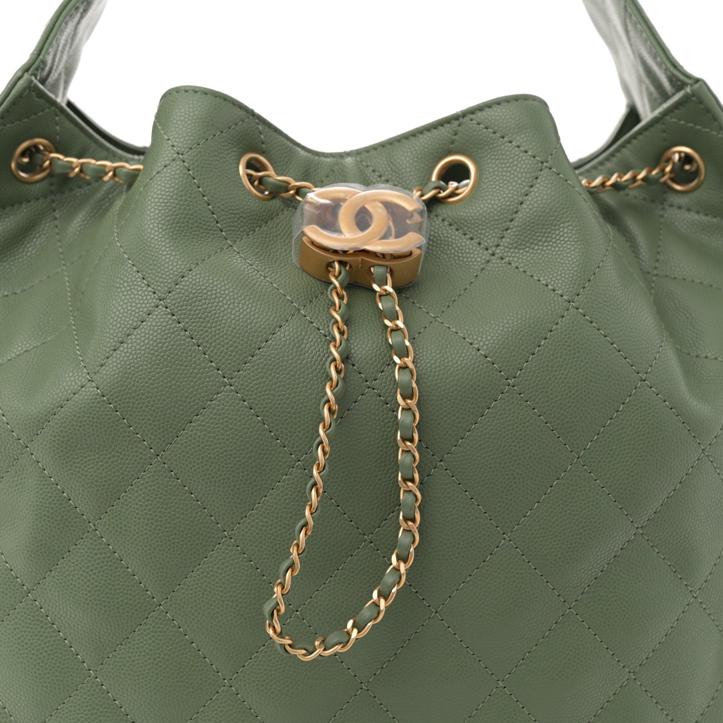 Caviar Quilted Medium Chanel 25 Handbag Khaki