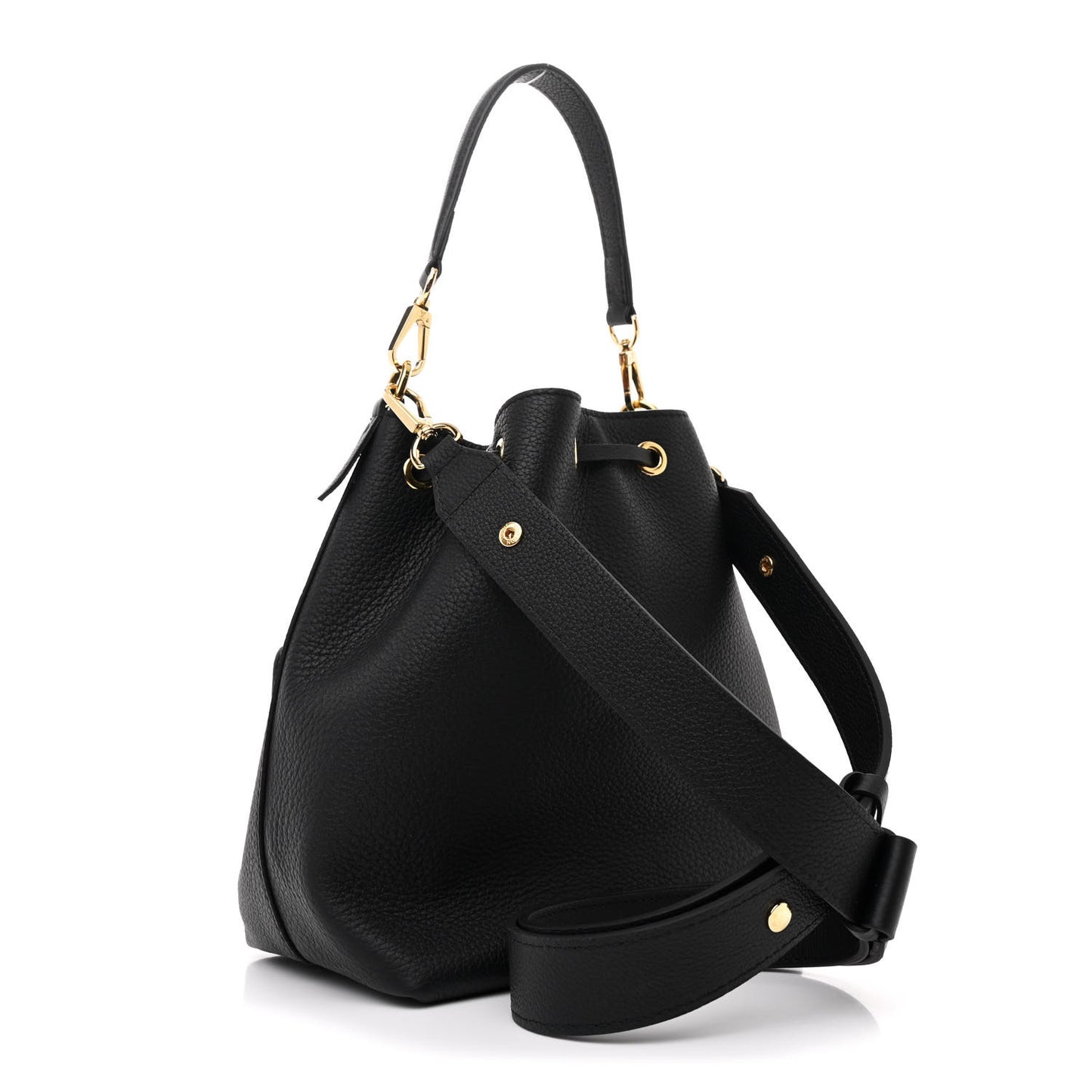 Calfskin Lockme Bucket MM Black