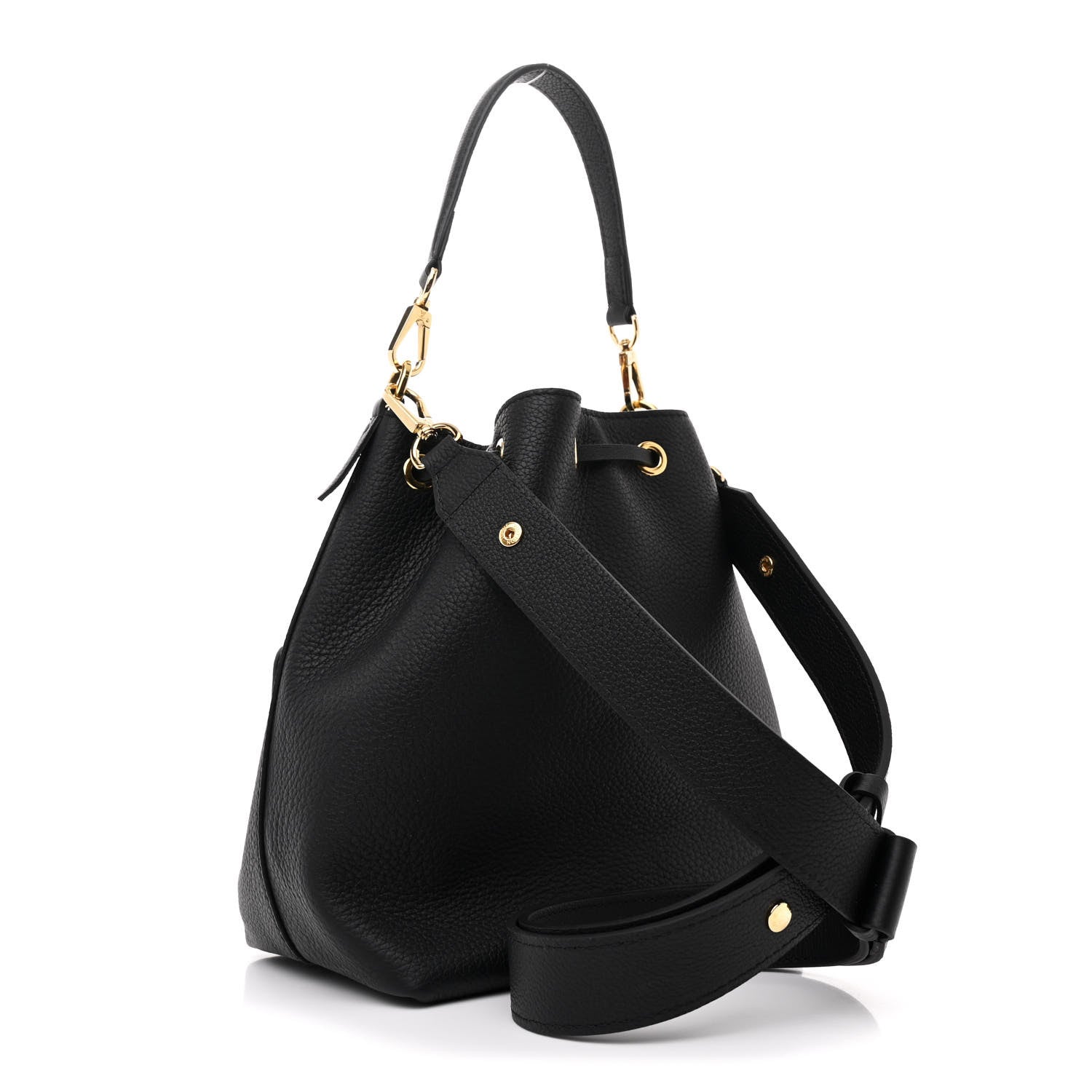 Louis Vuitton Calfskin Lockme Bucket MM Black 3 of 9