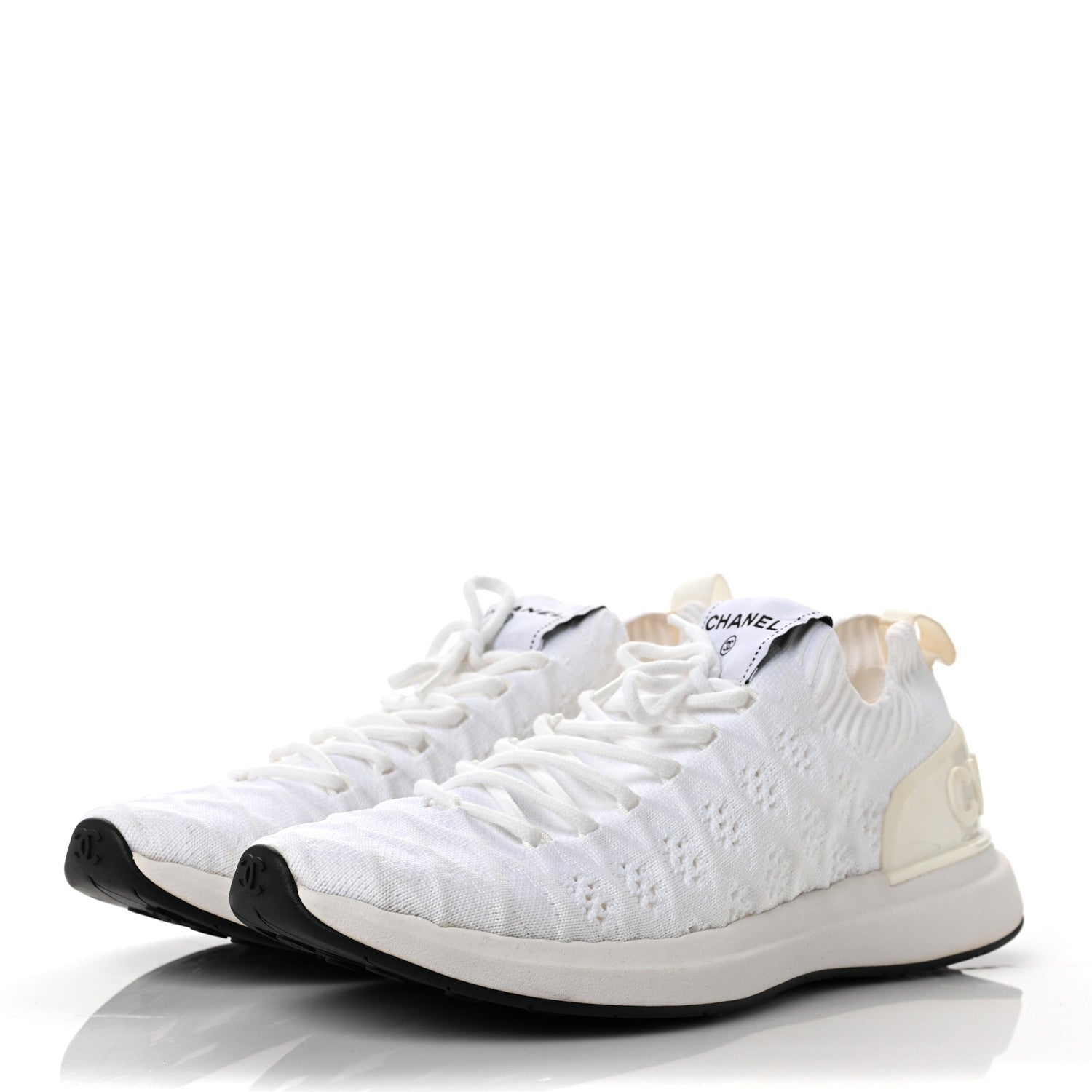 Chanel Fabric Logo Sneakers 38 White 3 of 10