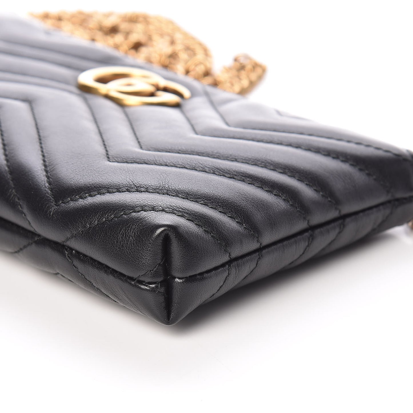 Calfskin Matelasse Mini GG Marmont Chain Bag Black