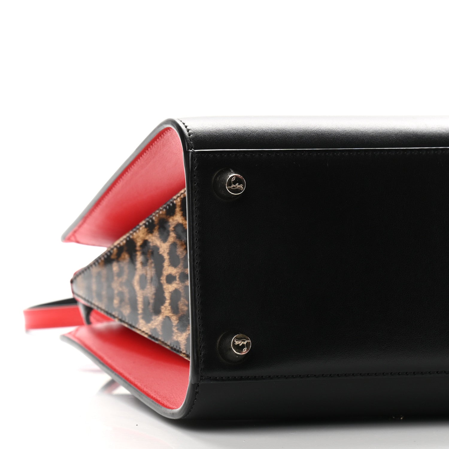 Christian Louboutin Calfskin Patent Leopard Studded Small Paloma Black 8 of 12