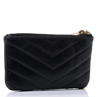 Saint Laurent Calfskin Matelasse Monogram Key Pouch Black 2 of 4