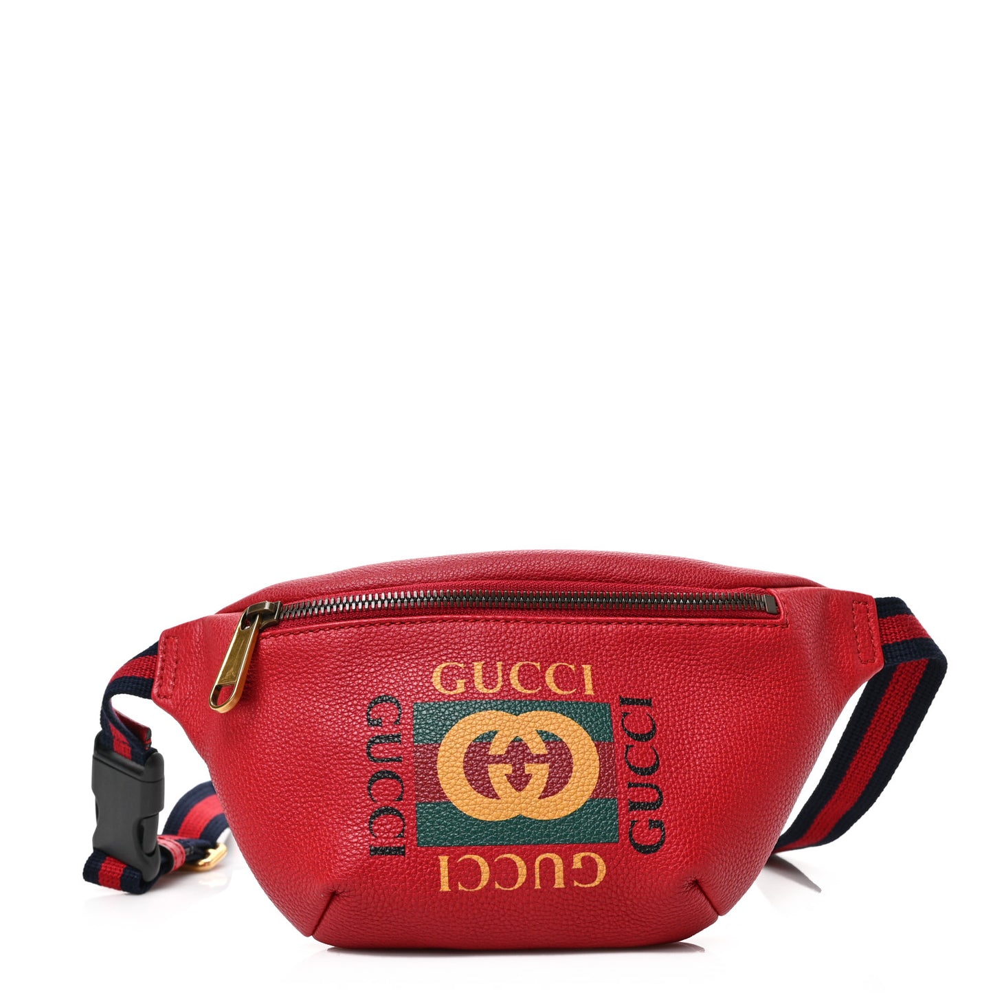 Grained Calfskin Small Logo Belt Bag Hibiscus Red
