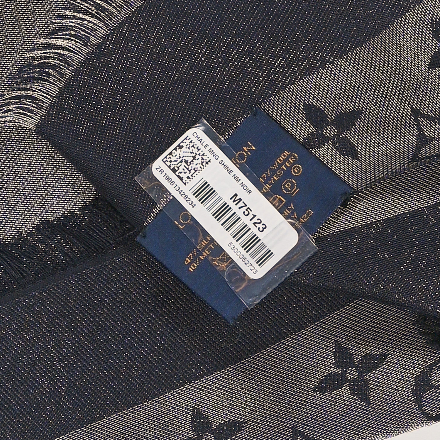 Louis Vuitton Silk Lurex Wool Monogram Shine Shawl Black 5 of 5