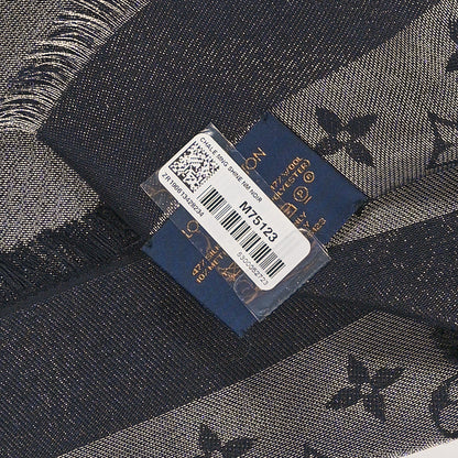 Louis Vuitton Silk Lurex Wool Monogram Shine Shawl Black 5 of 5