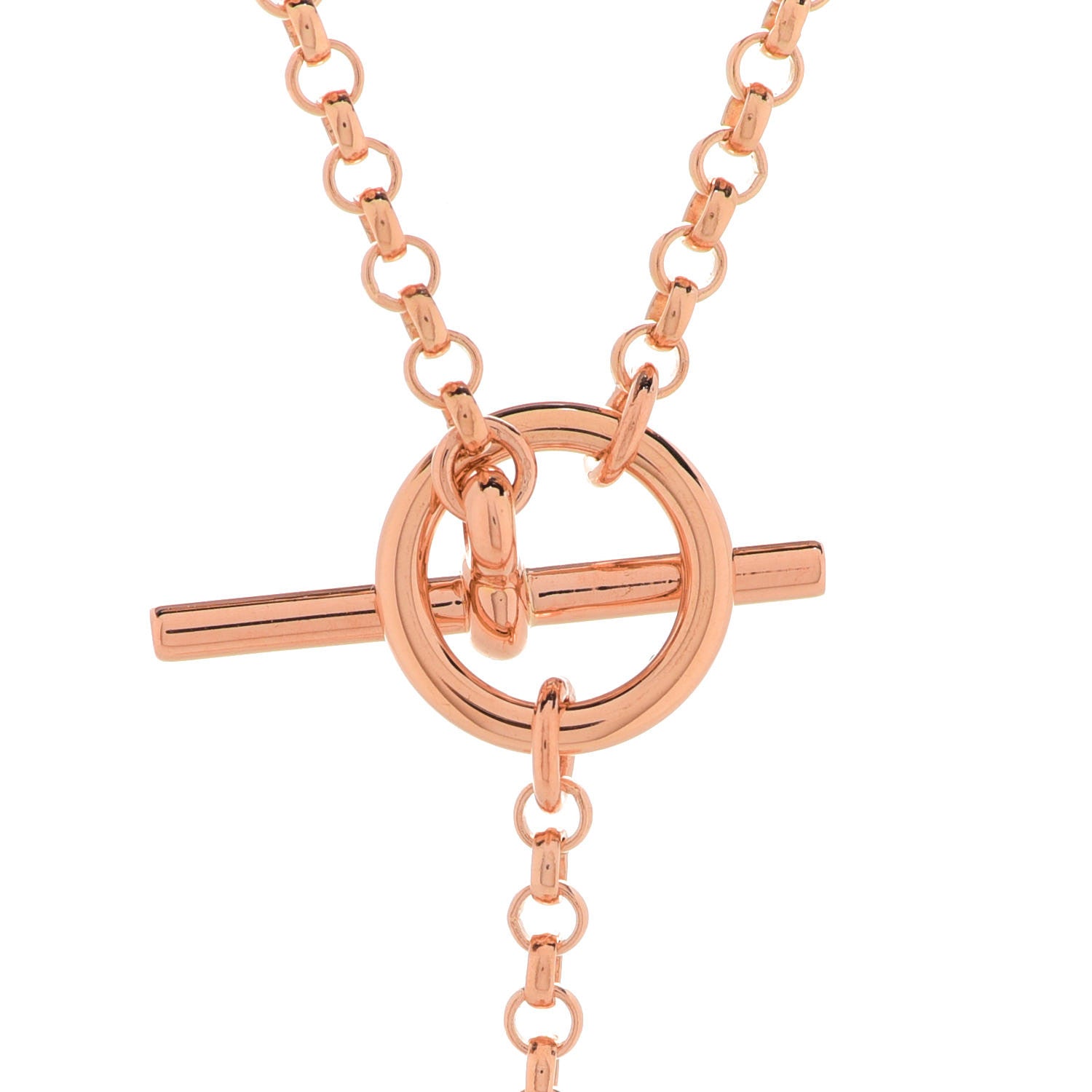 Hermes 18K Rose Gold Diamond Gambade Necklace 4 of 6
