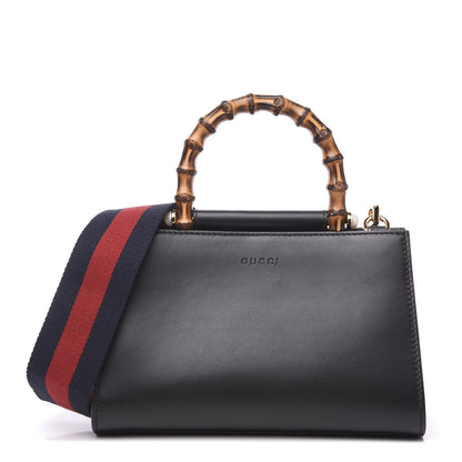 Gucci Nappa Bamboo Web Mini Nymphaea Top Handle Bag Black 1 of 9