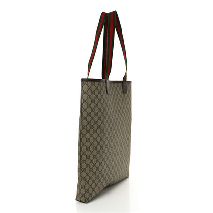 Gucci GG Supreme Monogram Web Large Ophidia Vertical  Front Pocket Shopping Tote Brown 3 of 11