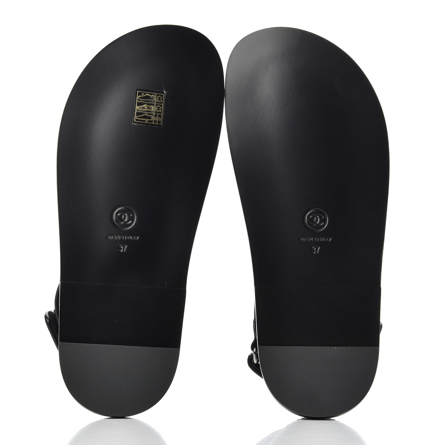 Chanel Lambskin Velcro Dad Sandals 37 Black 5 of 9