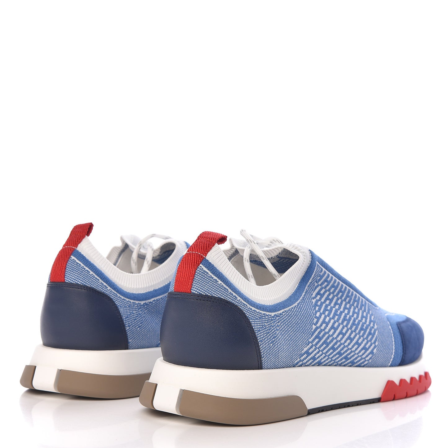 Knit Goatskin Mens Addict Sneakers 45 White Blue Jean