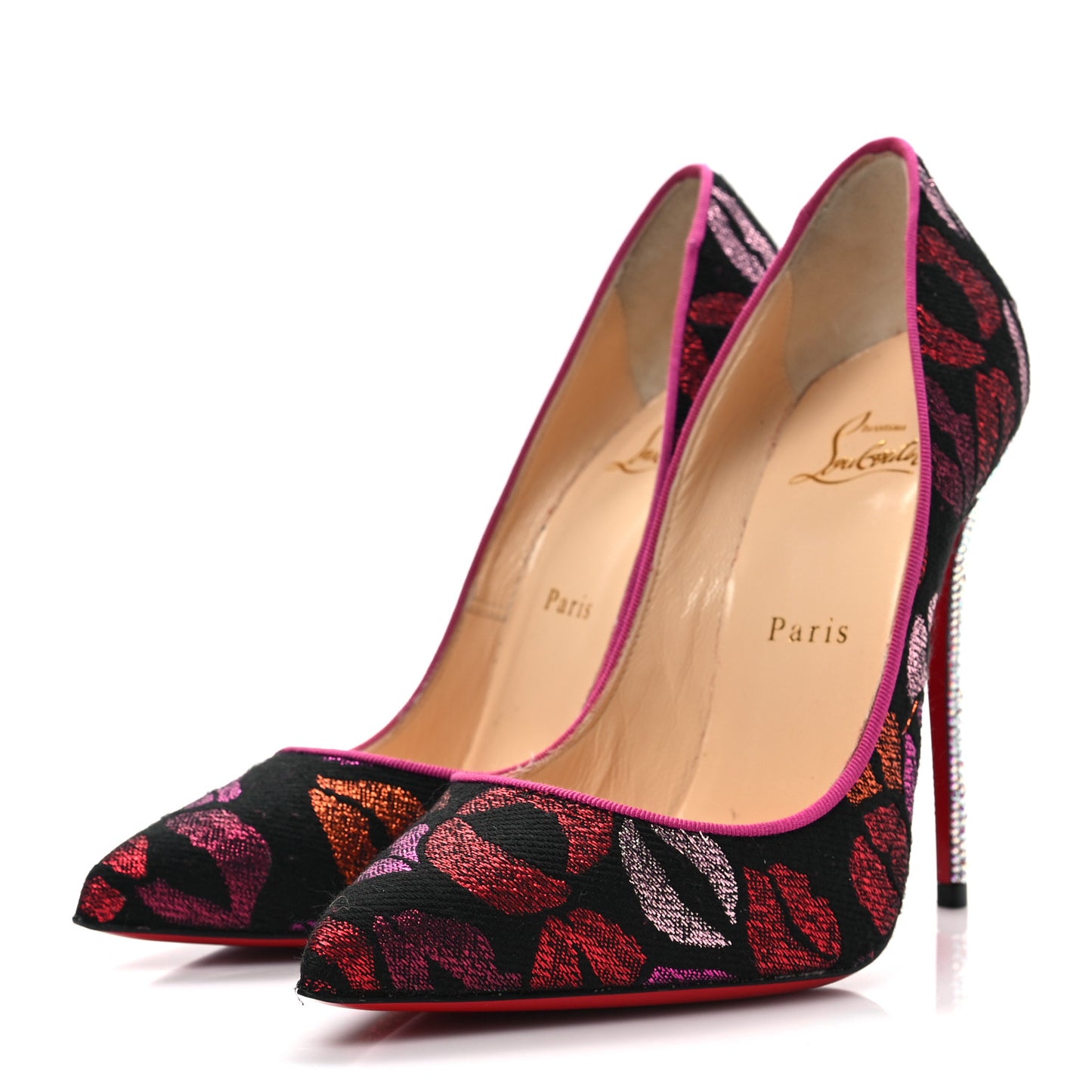 Metallic Lurex Lips Print Strass Cosmopump 120 Pumps 38.5 Black