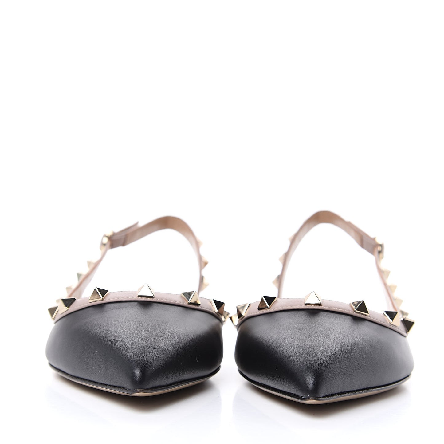 Nappa Rockstud Slingback Flats 38.5 Black Poudre