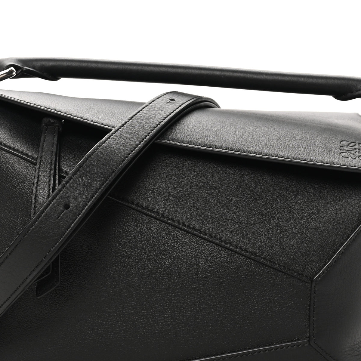 Calfskin Small Puzzle Edge Bag Black