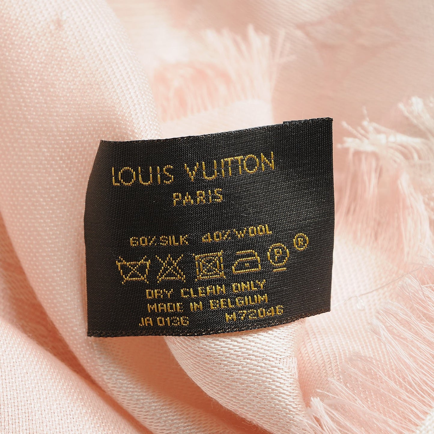 Silk Wool Monogram Denim Shawl Pink