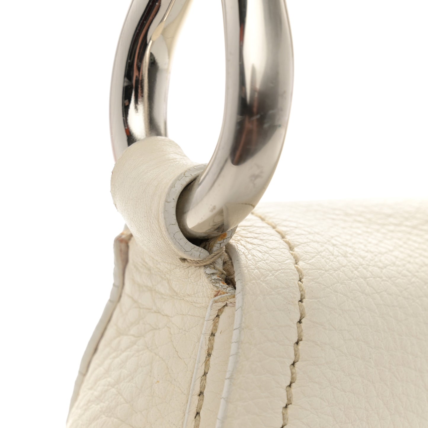 Vitello Daino Swing Flap Shoulder Bag White