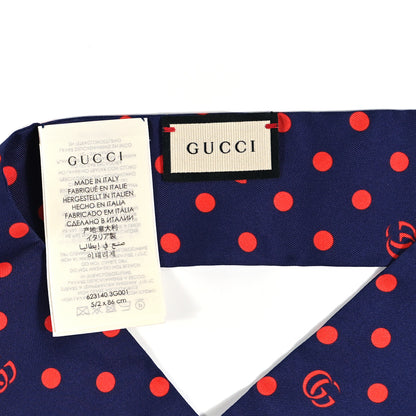 Gucci Silk Twill Dotsy Neck Bow Scarf Sapphire Red 3 of 3