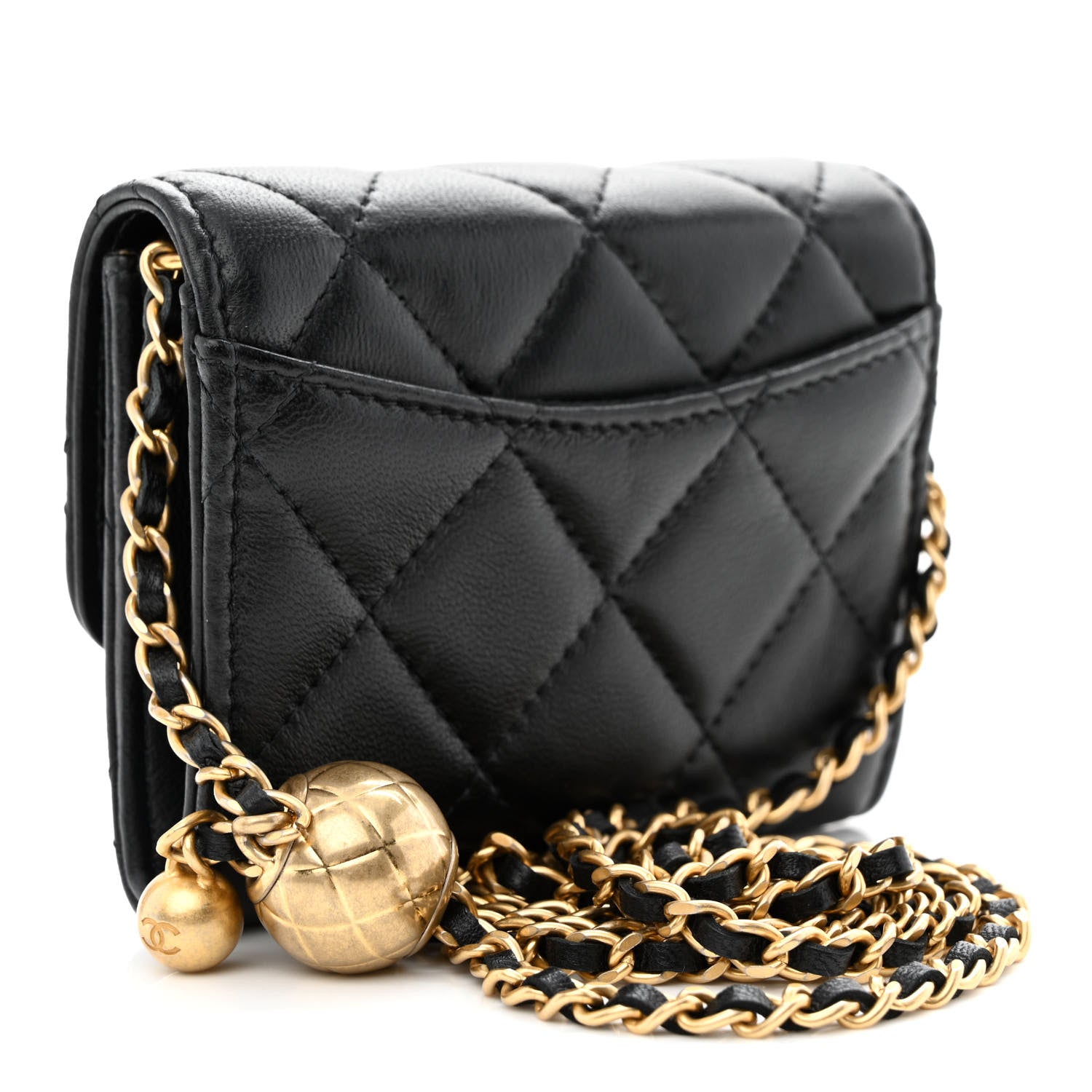 Chanel Lambskin Quilted Pearl Crush Clutch With Chain Black 3 of 12