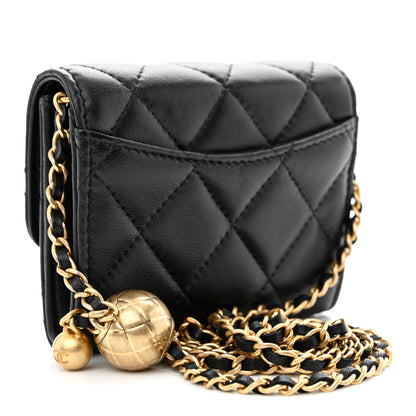 Chanel Lambskin Quilted Pearl Crush Clutch With Chain Black 3 of 12