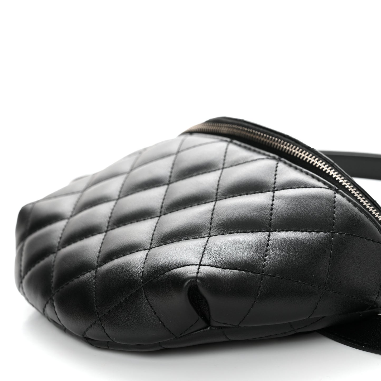 Calfskin Quilted Waist Belt Bag Black