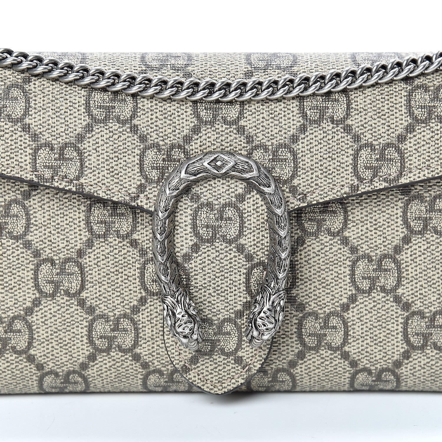 Gucci GG Supreme Monogram Dionysus Chain Clutch Wallet Beige Taupe 6 of 9