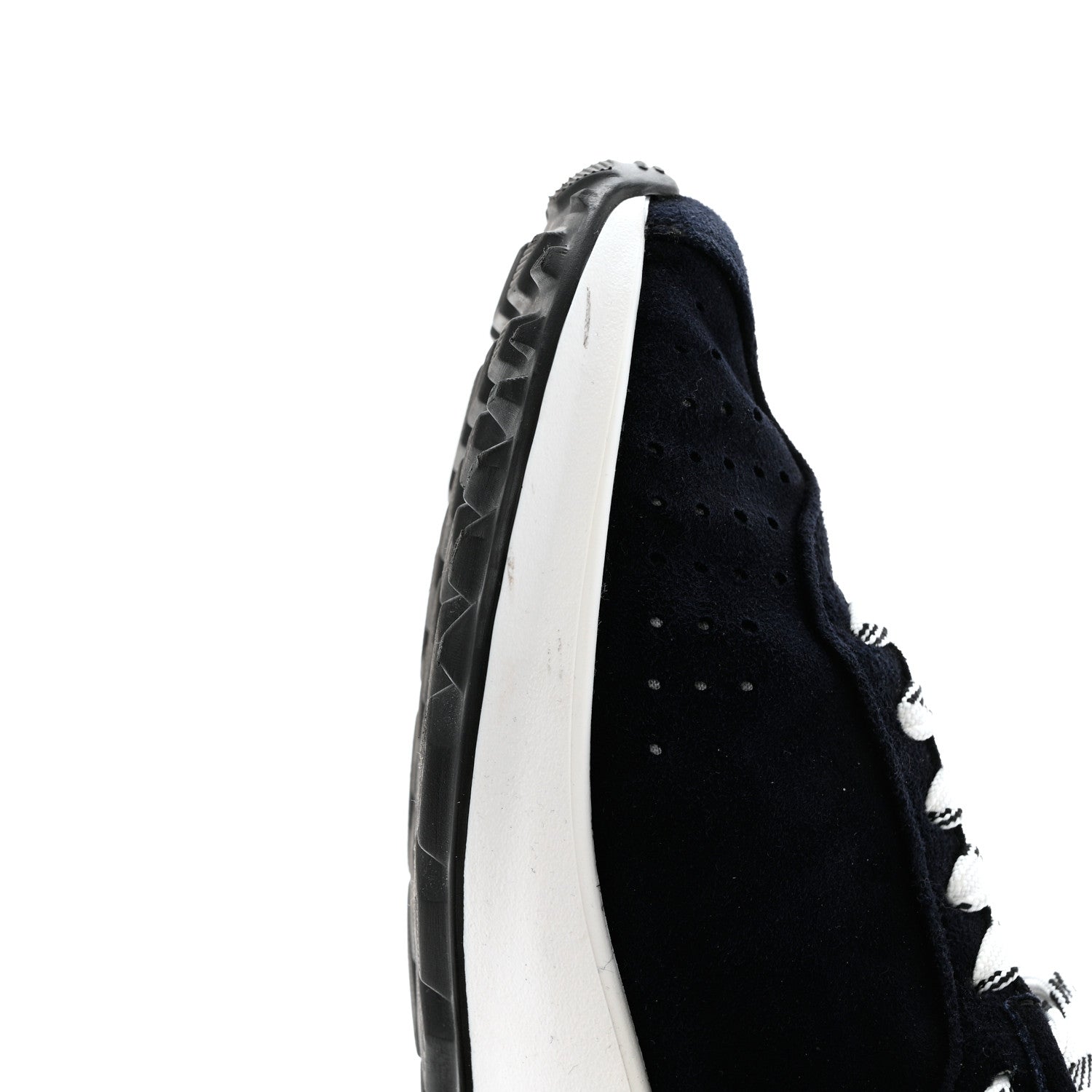 Chanel Suede Perforated Womens CC Sneakers 38.5 Navy White 9 of 10