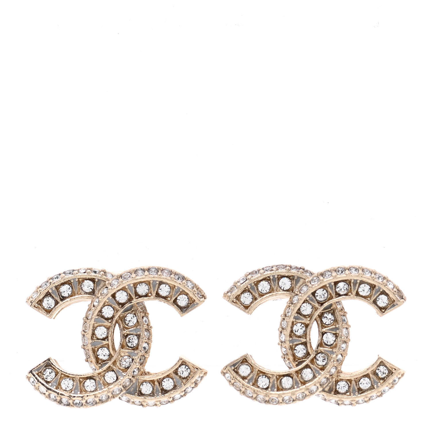 Chanel Crystal Timeless CC Earrings Light Gold 1 of 4