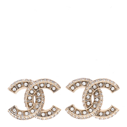 Chanel Crystal Timeless CC Earrings Light Gold 1 of 4