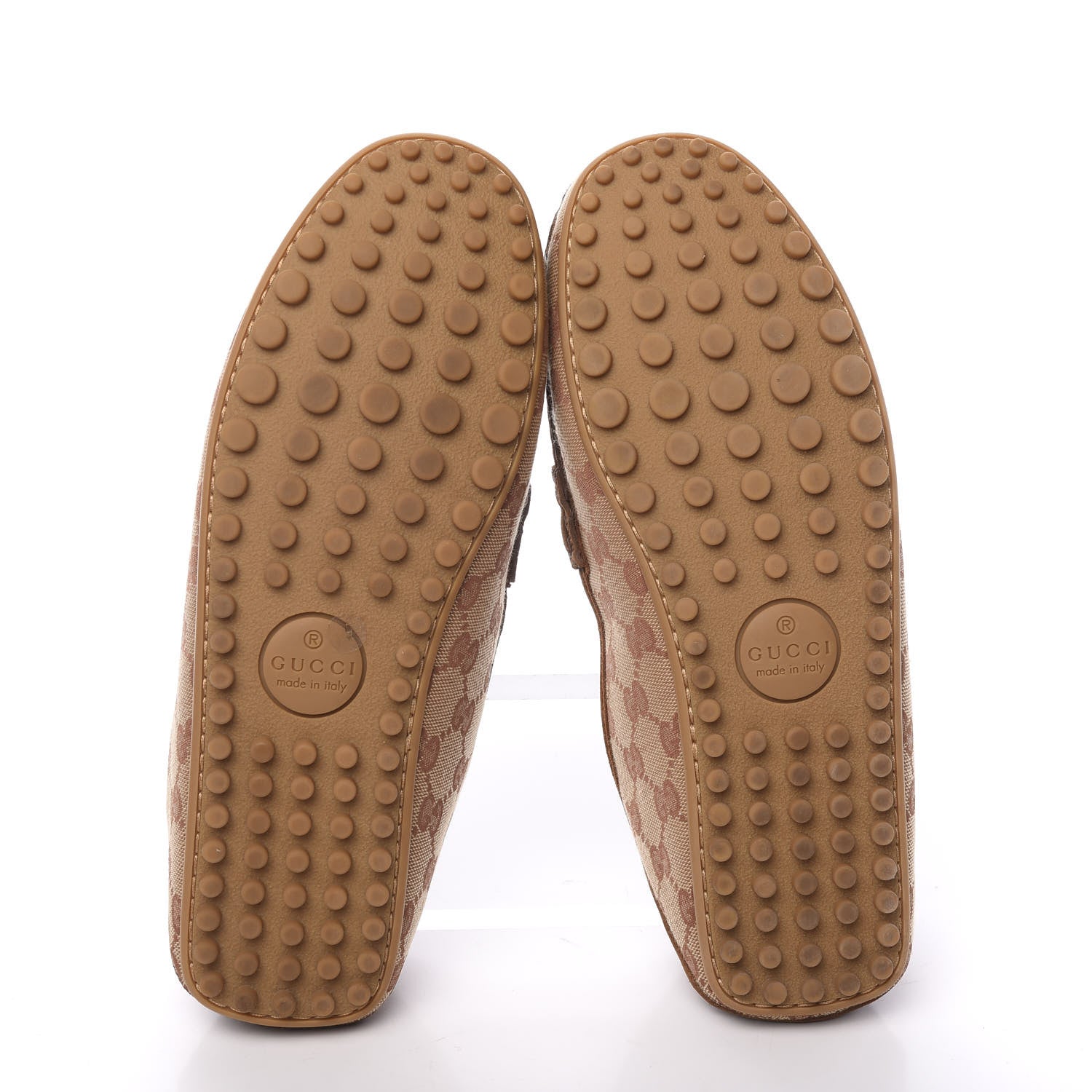 Gucci GG Monogram Suede Mens Driver Loafers 9 Beige Ruggine Cuir 6 of 11