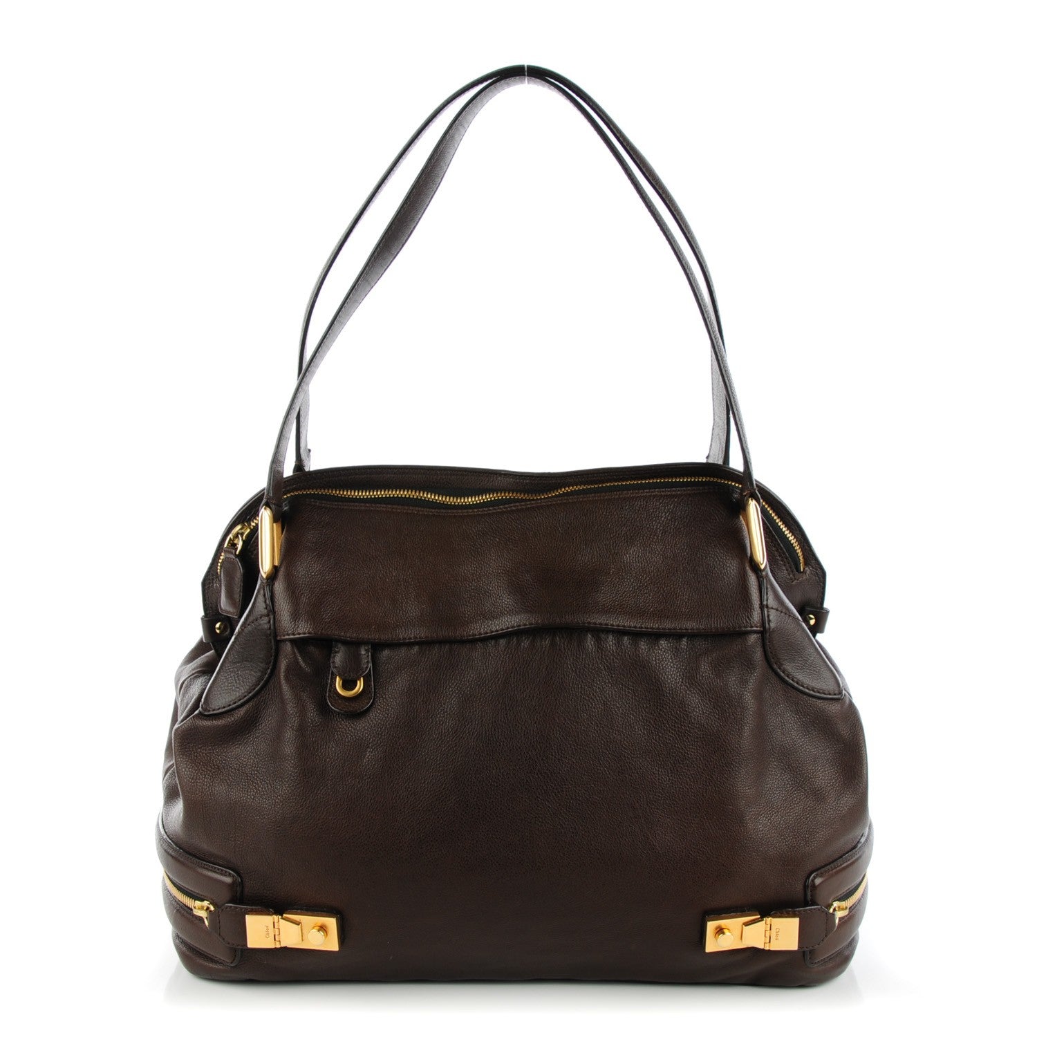Chloe Calfskin Cary Zipped Shoulder Bag Anthracite 1 of 9