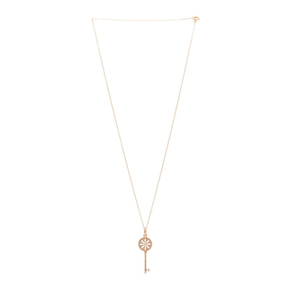 Tiffany 18K Rose Gold Diamond Small Daisy Key Pendant Necklace 2 of 4