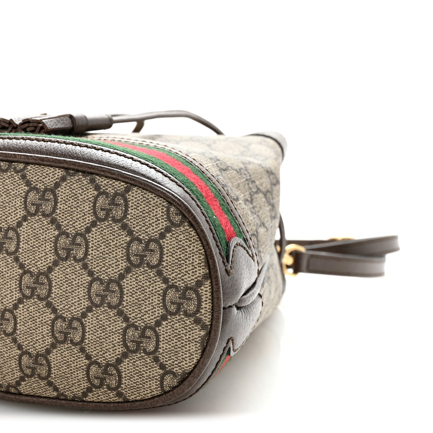 GG Supreme Monogram Web Small Ophidia Bucket Bag Brown