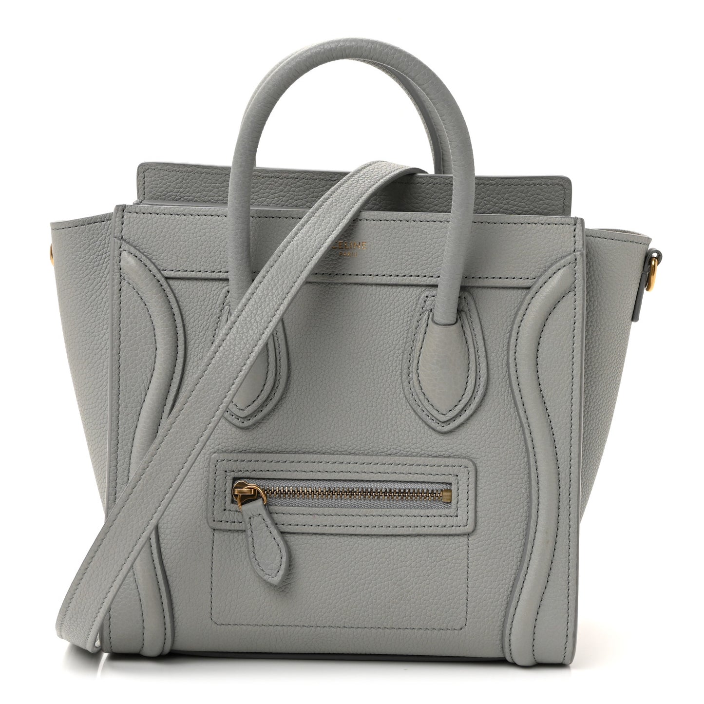 Drummed Calfskin Nano Luggage Pearl Blue
