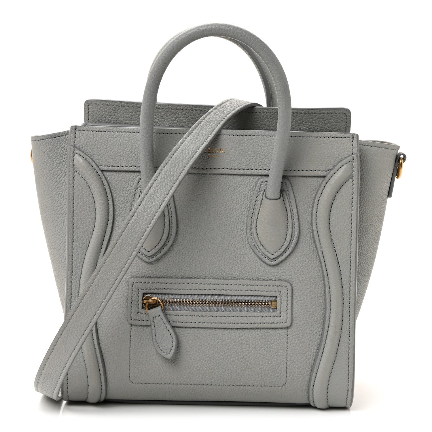 Celine Drummed Calfskin Nano Luggage Pearl Blue 1 of 10