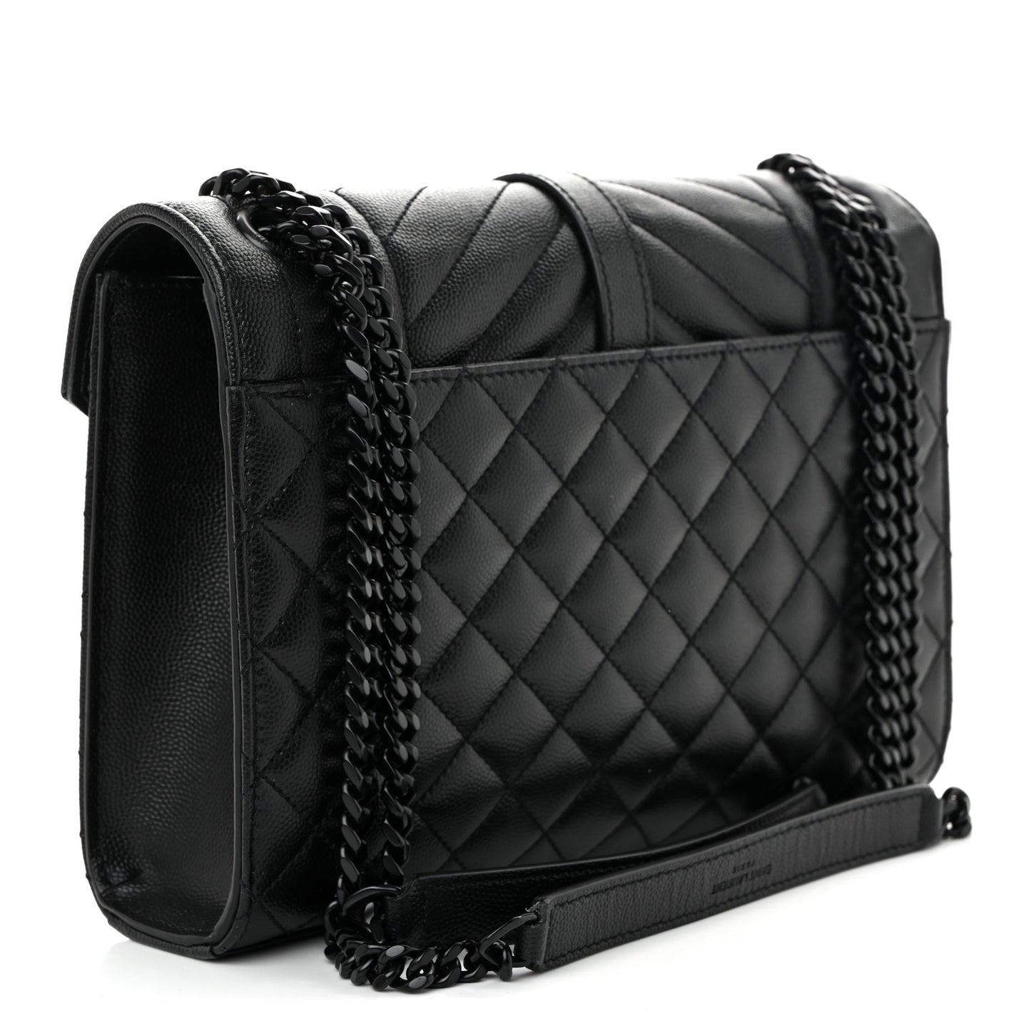 Grain De Poudre Textured Mixed Matelasse Triquilt Medium Monogram Monochrome Satchel Black
