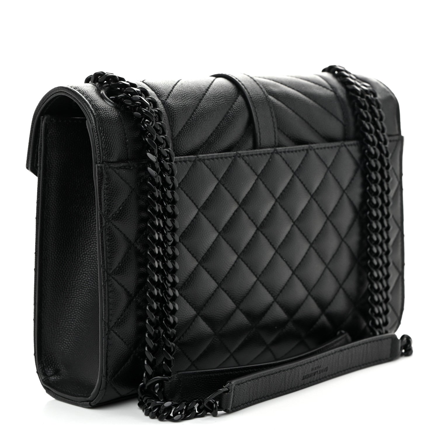 Saint Laurent Grain De Poudre Textured Mixed Matelasse Triquilt Medium Monogram Monochrome Satchel Black 3 of 10